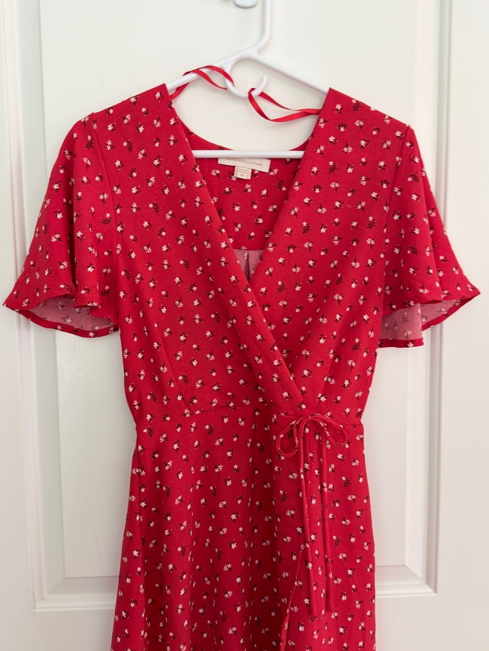 Monteau Red Floral Wrap Mini Dress - Picture 5 of 6